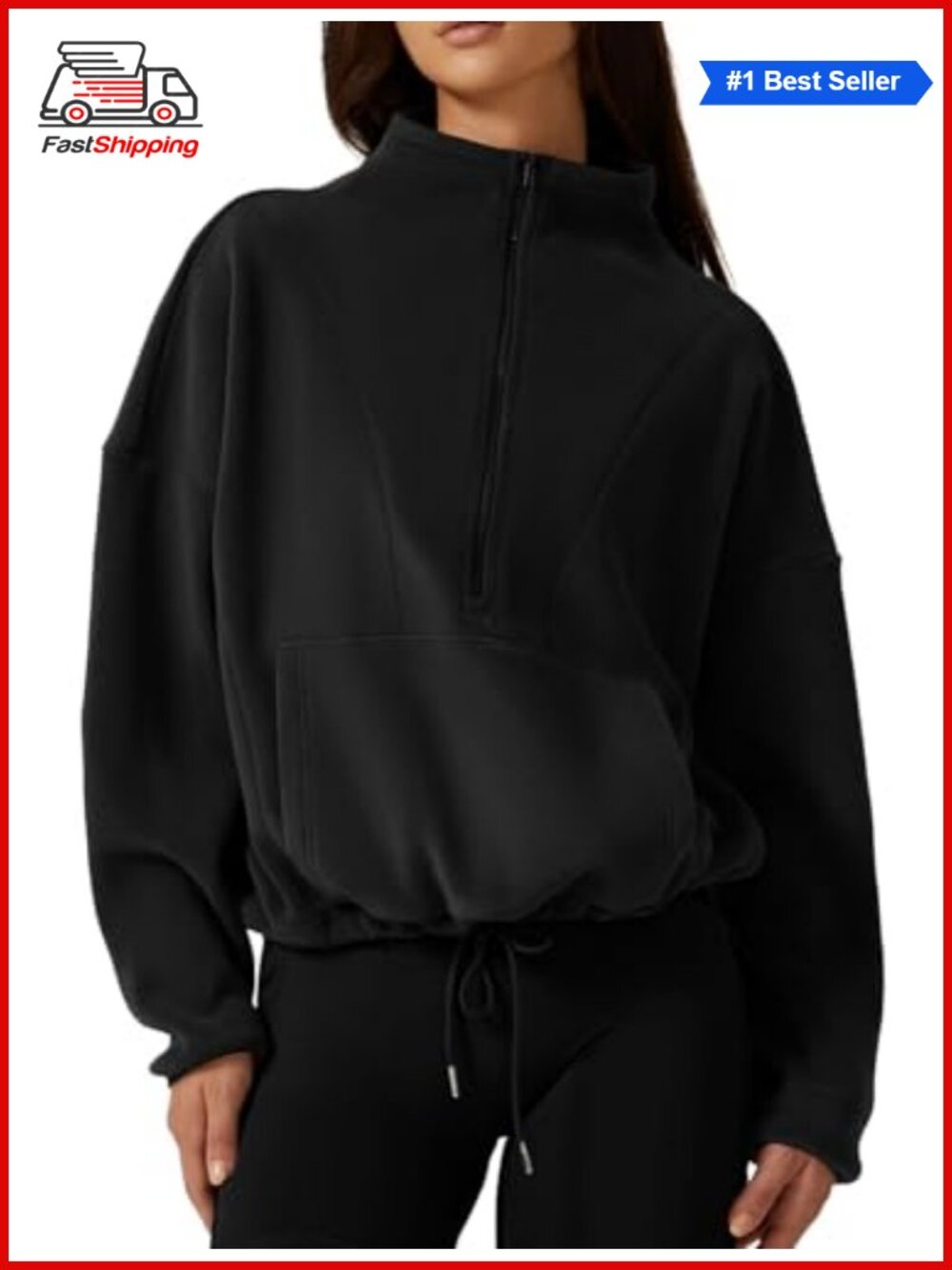 ✨ QINSEN Half Zip Fleece Sherpa Pullover Sweatshirt Mock Neck Long Sleeve